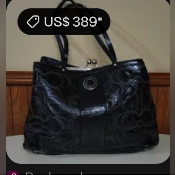 Vintage style COACH soho shoulder bag kisslock Black Leather Tote handbag - Picture 4 of 17